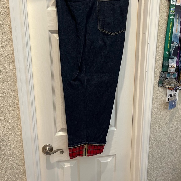 OUTFIT: Red Cable Knit Women's Sweater and Jeans with red cuff. - Picture 4 of 7